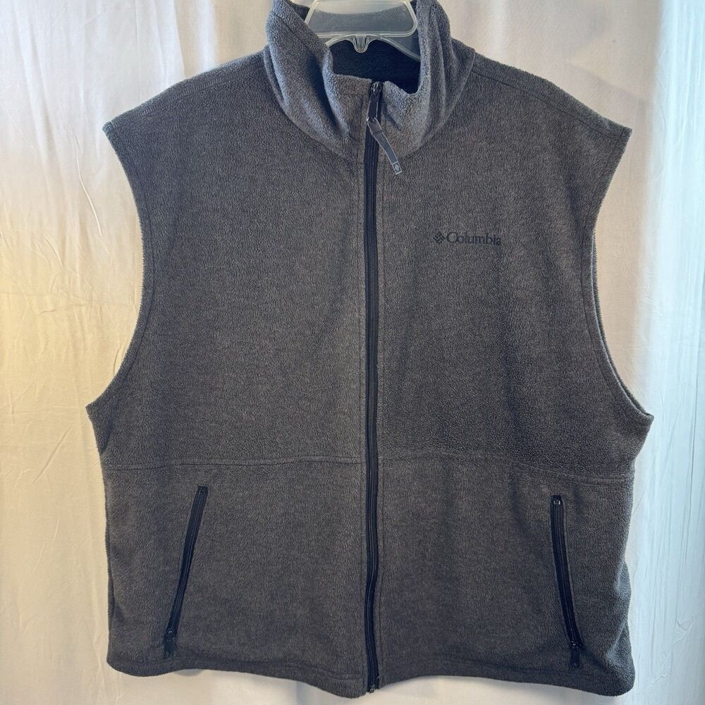Columbia Men’s XL Gray Fleece Vest Full Zip Sleeveless Outdoor Hiking Jacket